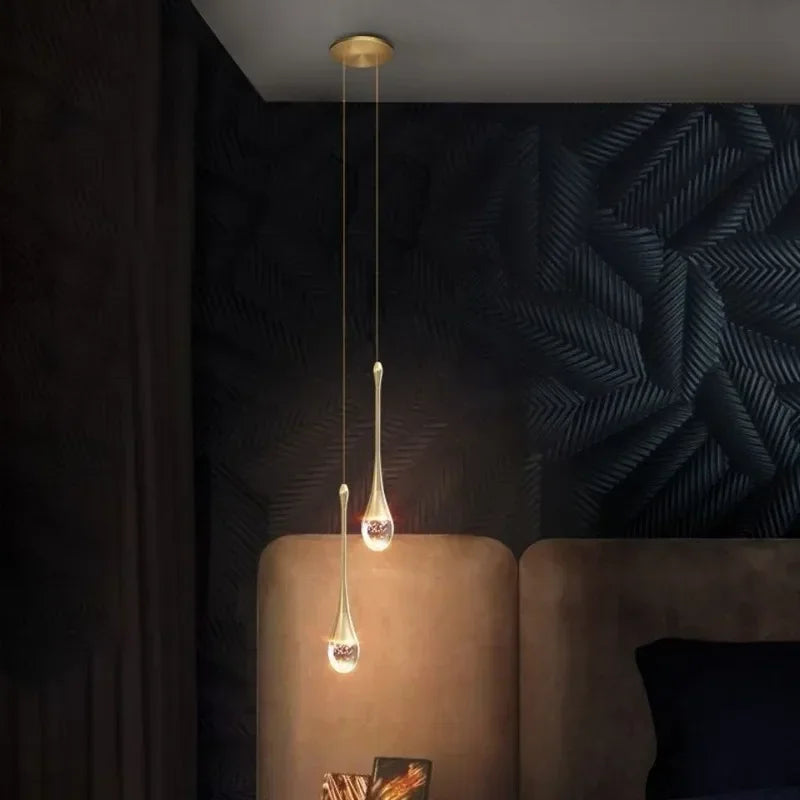 Modern Luxury Water Drop Pendant Lights for Living Room Bedroom Dining Room Bar Crystal Chandelier Home Decor Hanging Light